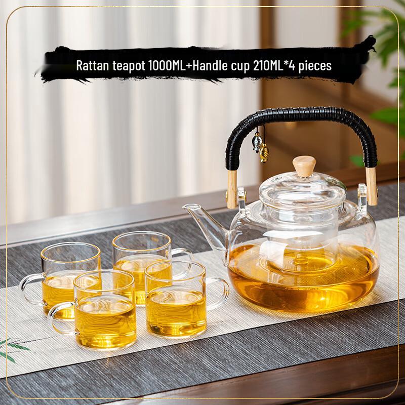 Термостойкий стеклянный чайник и набор кружек