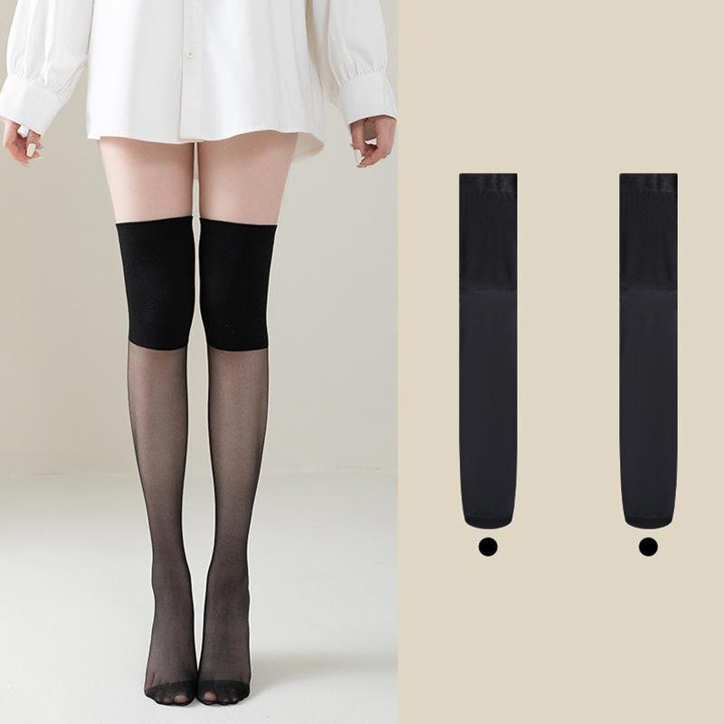 2/1Pairs New Women Summer Over Knee Length Stockings Slim Simple Elegant Breathable Thin Transparent Anti Hook Skin Color Socks