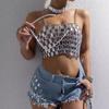 Rhinestones Body Chain Tanks Top Sleeveless Crop Top Body Jewelry Beach Bikini Coverups for Club Party Body Jewelry