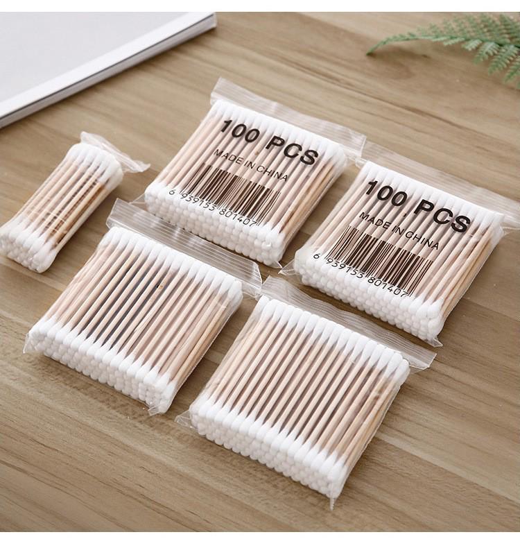 100pcs Double-Ended Cotton Swabs for Ear and Makeup Cleaning