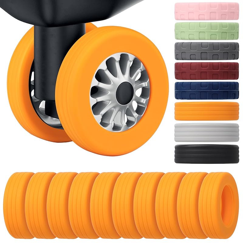 

Svaldo caster cover set of 10 orange Made of silicone for suitcases tire cover wheel cover Compatible with 5-6.5cm Edge width 10mm Side reinforcement
