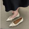 2025 super soft new French fashion school pointed head bow shallow mouth single shoes women commuter ladyshoes temperament shoes women