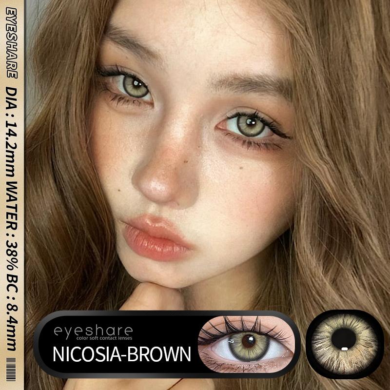 2Pcs Color Contact Lenses for Eyes Fashion Eye Lens Blue Eye Lenses Brown Lenses Gray Pupils Lens Yearly Green Contacts