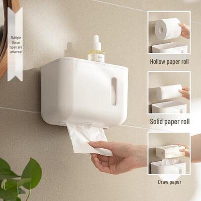 Aige Punch-Free Waterproof Bathroom Tissue Holder with Shelf