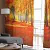Maple Leaf Autumn Forest Landscape Tulle Curtains Living Room Bedroom Decoration Voile Window Party Drapes Curtain Sheer Polyester Ideal For Area