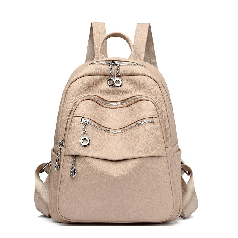 Candy Colored Women's Backpack New Large Capacity PU Bag Women's Backpack Women