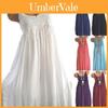 Elegante Dames Zomer Ronde Hals Mouwloze Tank Maxi Jurk Met Kant Detail