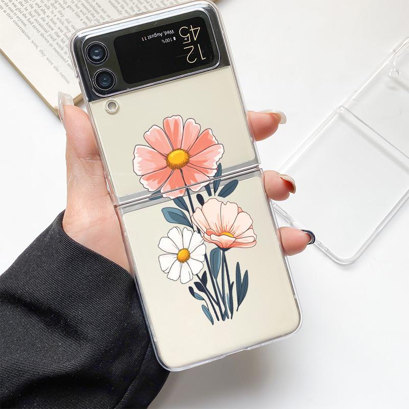 Cute Cartoon Candy Painted Fashion Phone Case For Samsung Galaxy Z Flip 3 4 5 6 7 Hard Folding Z Flip4 Clear PC Cover Gift