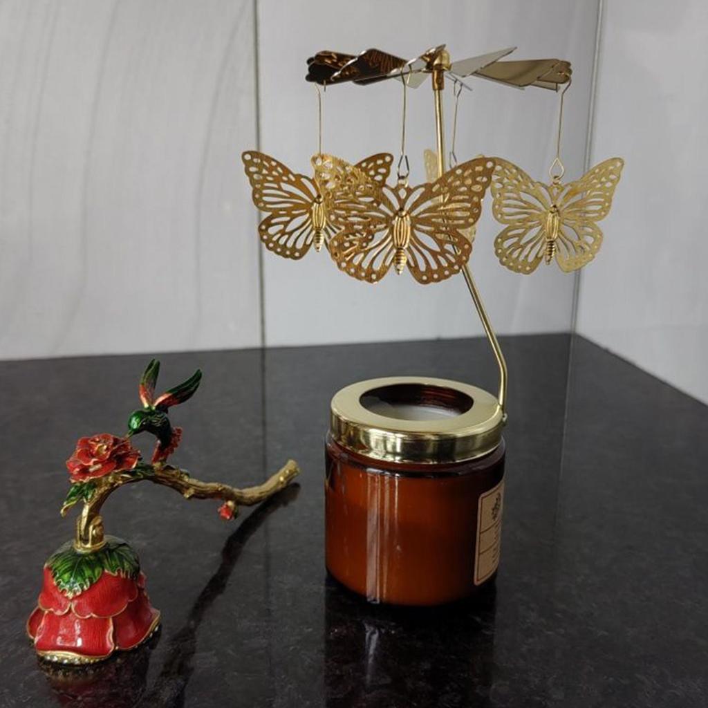 Christmas Aromatherapy Carousel Candles Holder Christmas Rotary Gold Carousel Candle Spinner Metal Tea Lamps Home Decor