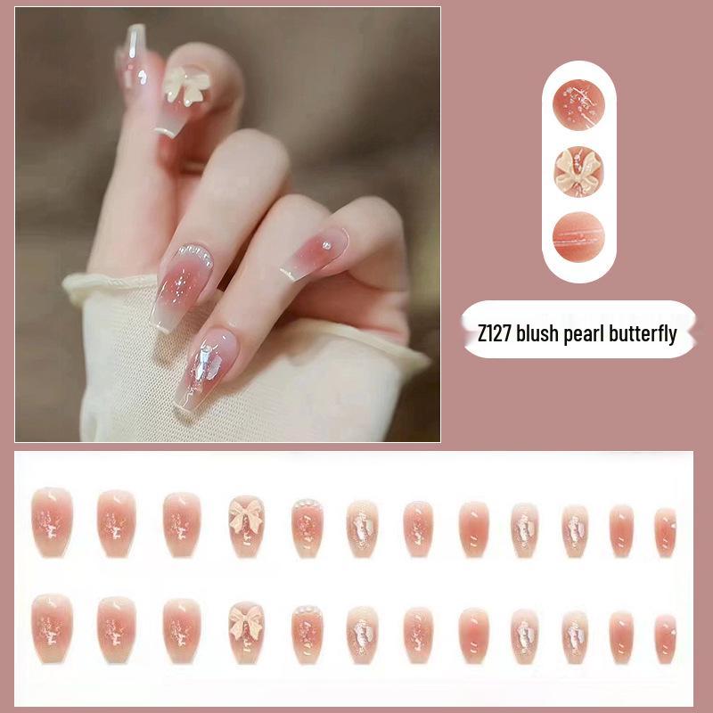 

Элегантные съемные французские румяна, прозрачные накладные ногти - средней длины, с усиленным отбеливанием