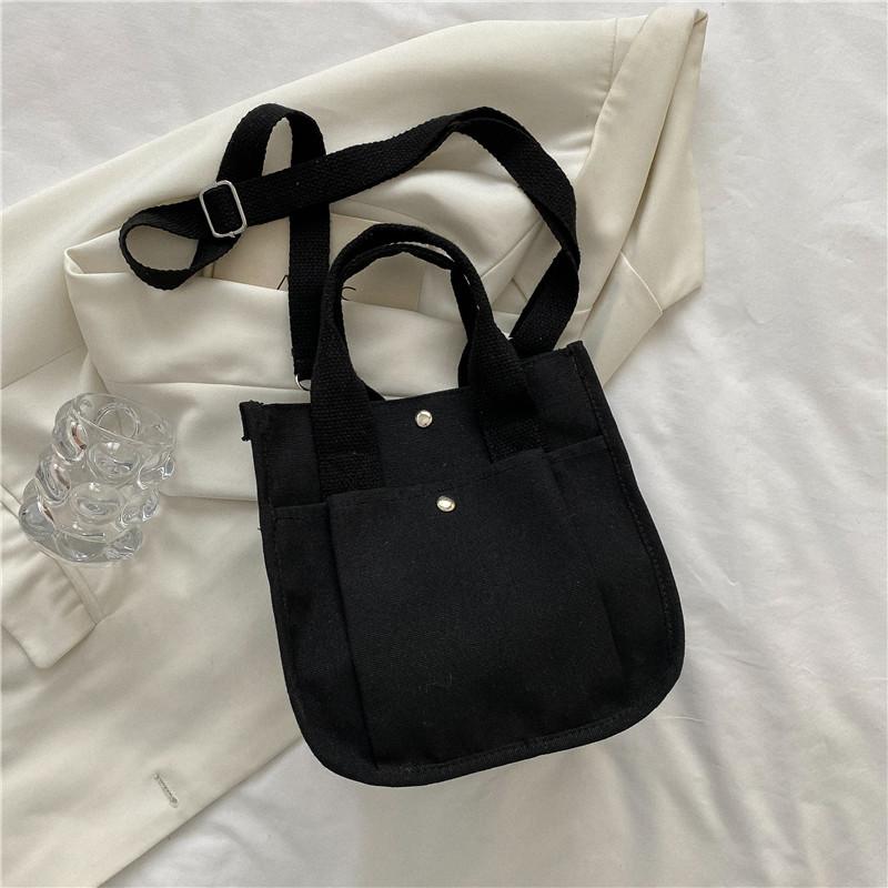 2025 Canvas Small Bag Girls Shoulder Small Square Bag Summer Handbag Student Solid Color Casual Japanese Messenger Bag