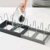 1 pièce Support télescopique pour casseroles et poêles à 7 grilles Organisateur de rangement réglable pour couvercles de casseroles Gain de place Accessoires de cuisine
