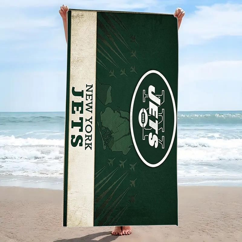 New York Jets Logo Print Beach Towel, Large Soft Quick Dry Towel for Beach Camping Swimming