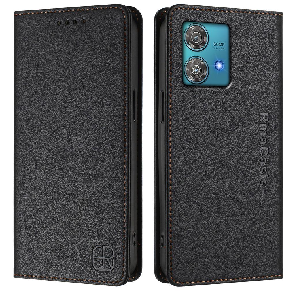 For Motorola Edge 40 Neo 5G Leather Case RINACASIS RC01 Phone Cover with RFID Blocking Wallet Stand
