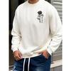 Men's Fashion Creative Design Rose Japanese Print Sport Casual Commuter Versatile Long Sleeve Round Neck Sweatshirt