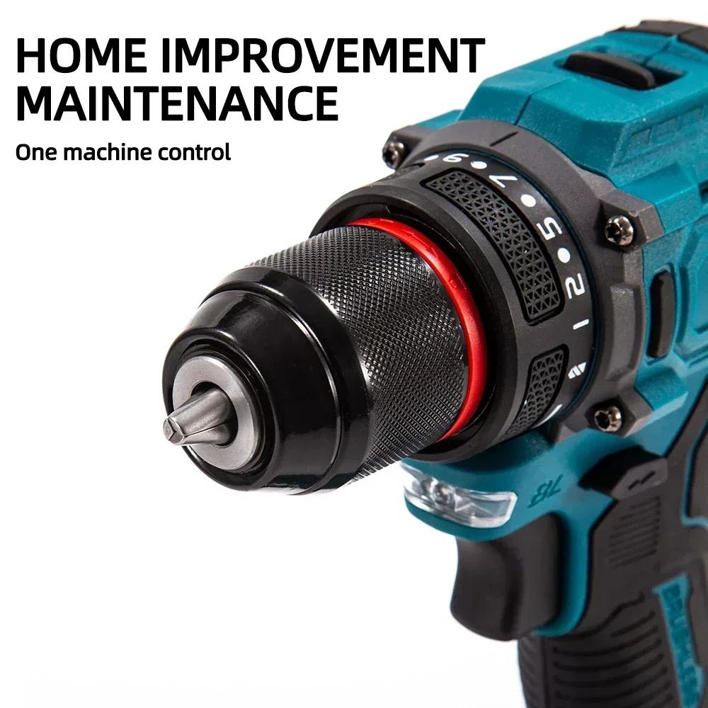 3 In 1 Brushless Electric Screwdriver Drill Cordless Power Tools Household Maintenance Repair Power Drill for Makita Battery