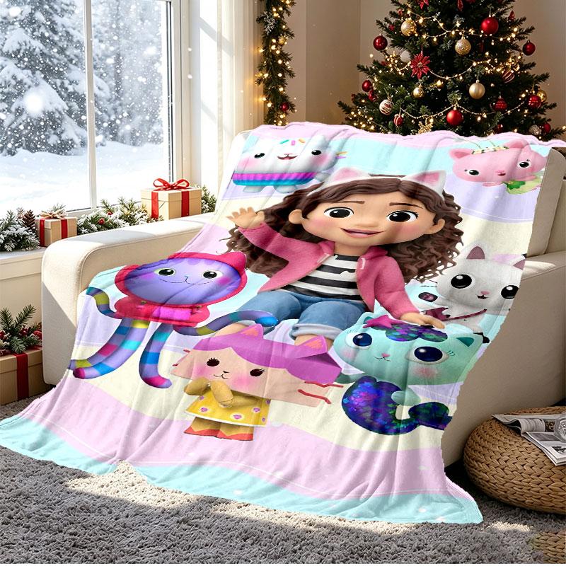 Gabby's Dollhouse Pattern Blanket for Home Decoration, Bed, Sofa, Car Travel, Camping, Suitable for All Seasons, Birthday Christmas Gift