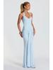 Women's 2025 European & American Style Halter Spliced Strappy Long Slim Fit Dress