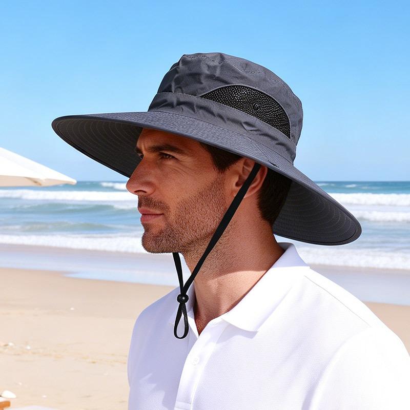 New outdoor face covering mountaineering hat men's fishing face covering large brim sun protection sun protection bucket hat
