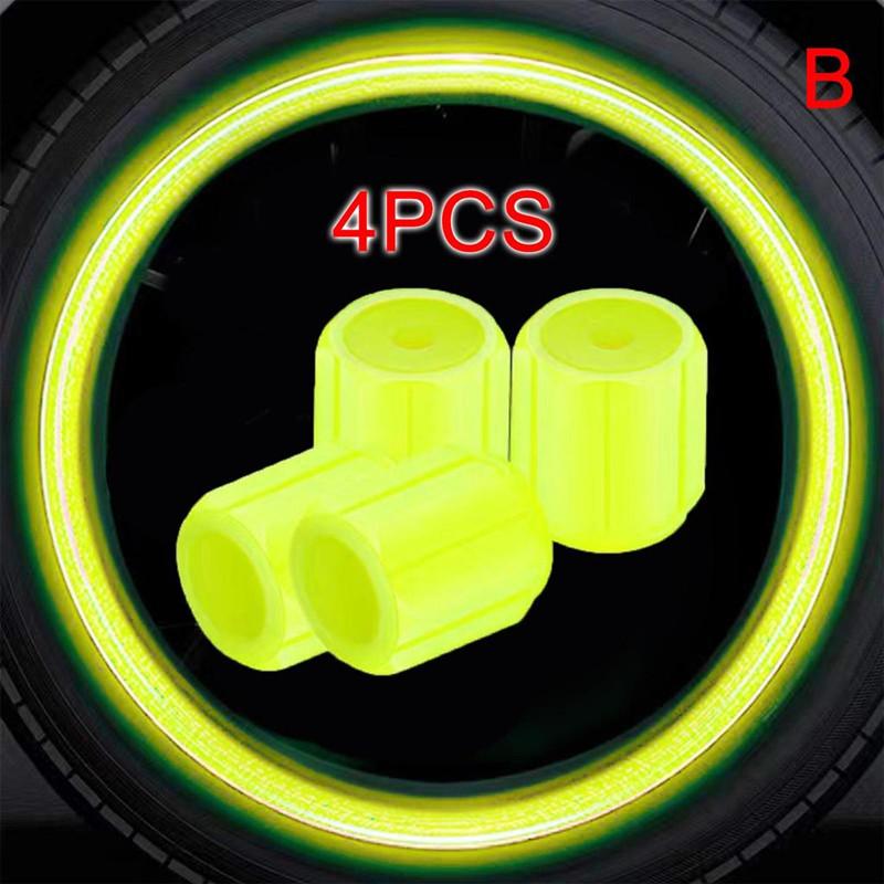 4PCS Luminous Tire Valve Cover Valve Car Motorcycle Tire Fluorescent Valve Cap Modeling Tool Auto Parts