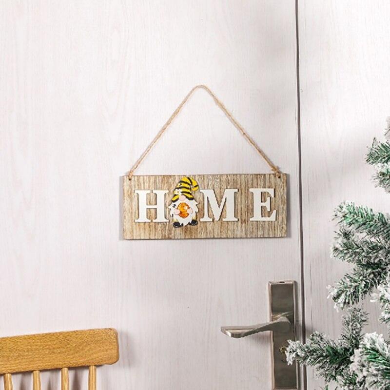 Door Welcome Hanging Ornament Christmas Gnome Welcome Home Door Sign Wooden Pendant Hello Door Decor Sign