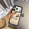 Striped Embroidered Dachshund for Apple 16/17promax Mobile Phone Case IP15 Bulging Bag Leather Pattern 14pro Female 13
