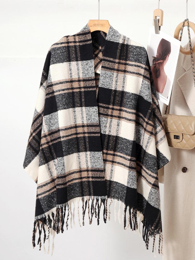 Women Winter Vintage Knitted Scarf Headscarf Ladies Men Casual Preppy Plaid Tassel Warm Scarve Mujer Male Foulard Wrap Shawl New
