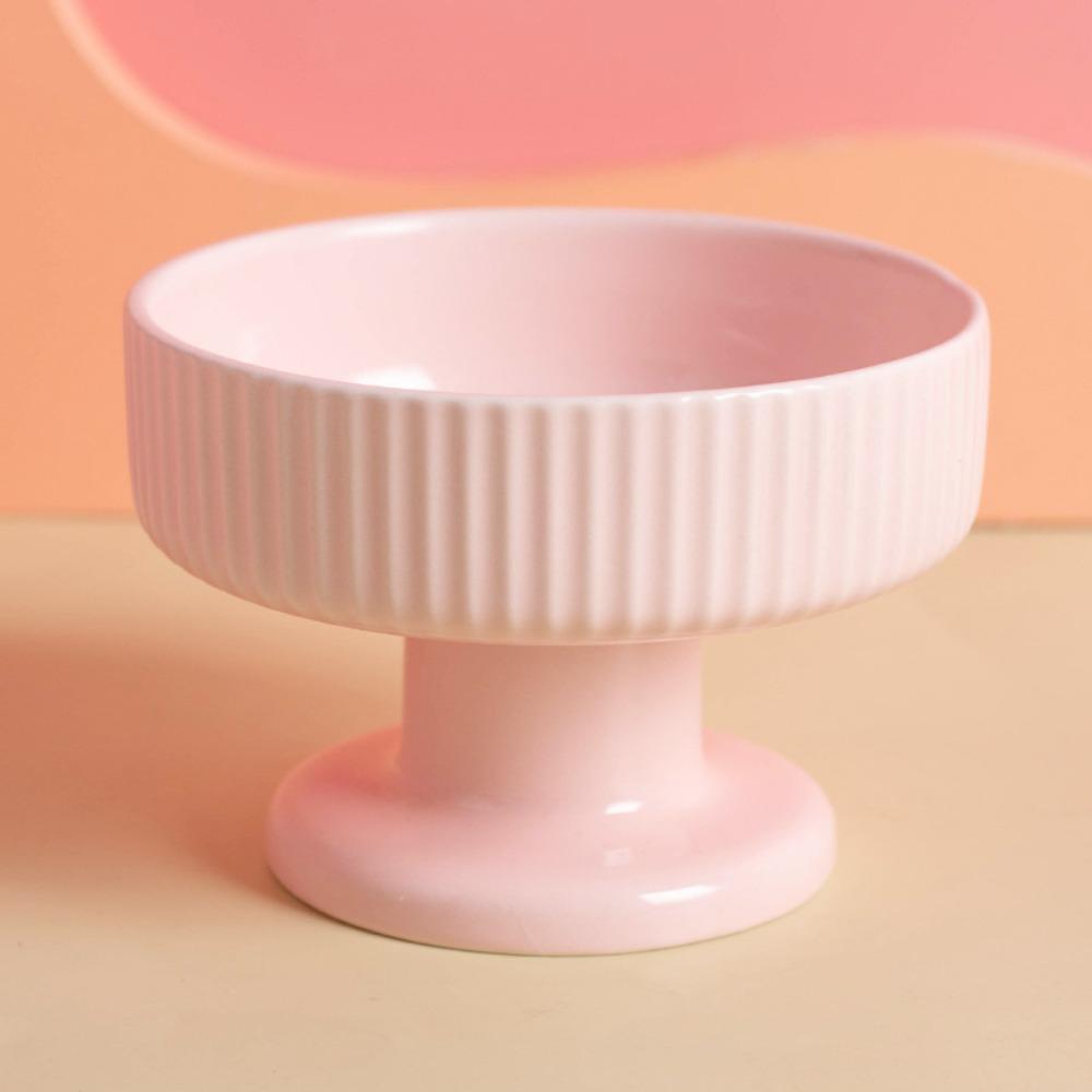 Cute Pet High Footed Cup Bowl Dopamine Color Pet Drinking Feeder Dog Food Feeding Basin Puppy