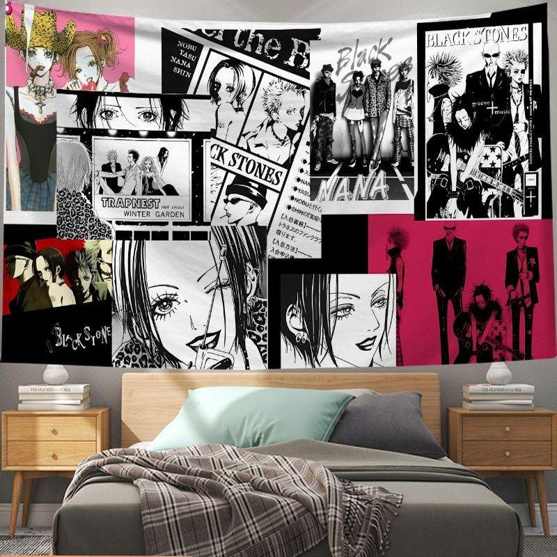 NANA Anime Collage Character Tapestry Living Room Bedroom Esports Room Wall Hanging Japanese Punk Style Home Decoration