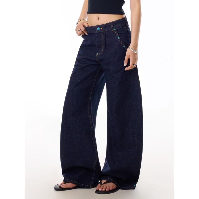 

JYL Women s Wide-Leg Jeans New American Summer Slim Straight Gray Denim Pants L амазонка