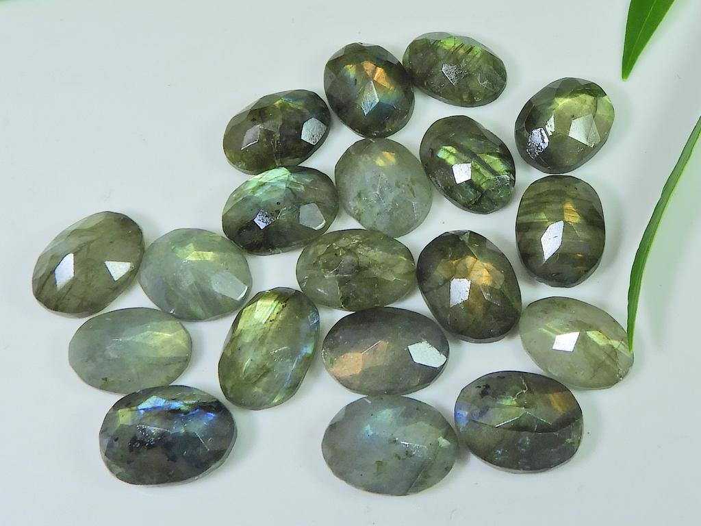 11X15MM Natural Labradorite Checker Cut Oval Cabochon Gemstone 19 Pcs Lot LM-1200