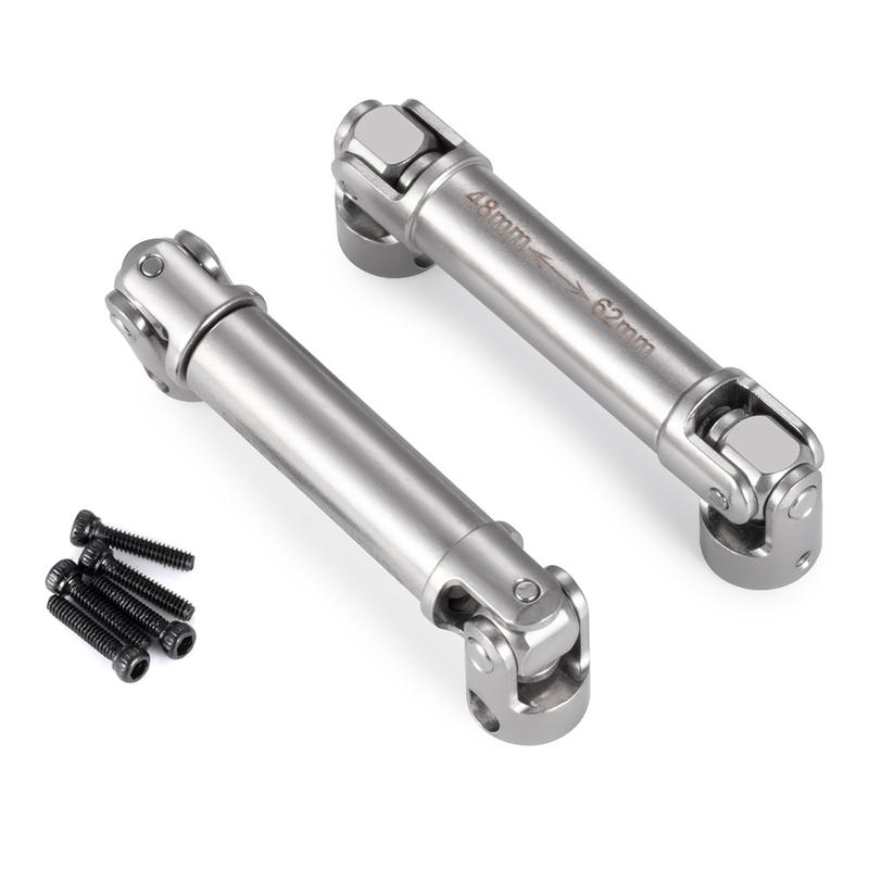 AXSPEED 2PCS Stainless Steel Center Drive Shafts D-shaped Holes for 1/18 RC Crawler FMS FCX18 LC80 Upgrade Parts