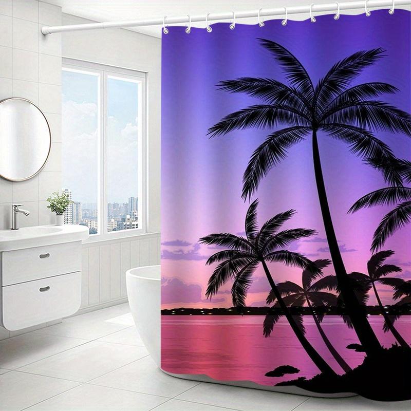 Tropical Sunset Shower Curtain: Embrace The Vibrant Colors, Soft Fabric, And Island Vibes For Your Relaxing Bathroom