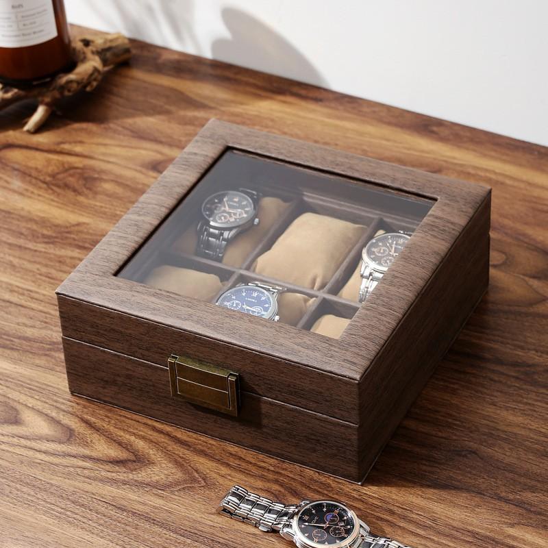 6místný dřevěný organizér na hodinky, dvojitá řada, luxusní úložný box pro sběratele