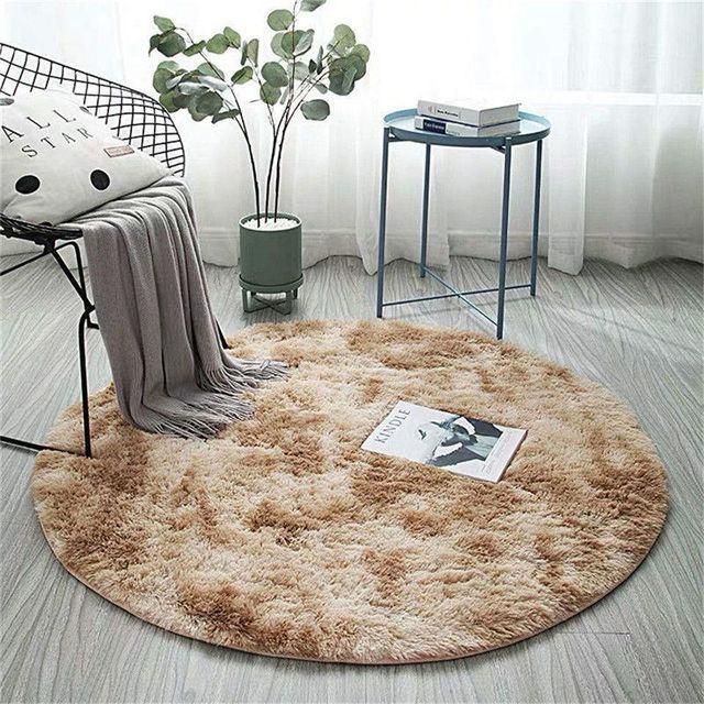 Nordic Style Round Carpet Living Room Home Rug Decoration Comfortable Soft Color Gradient Versatile Design Non Slip Pad