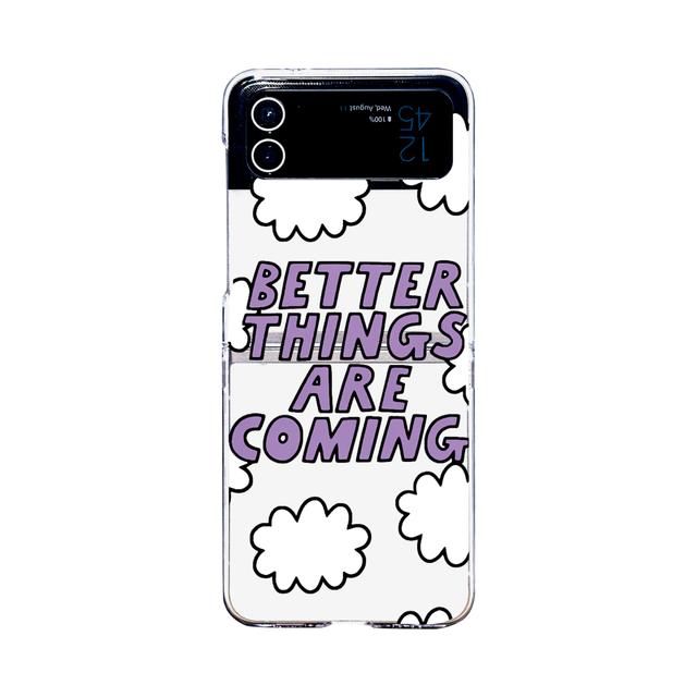 

Для Samsung Galaxy Z Flip 4 3 Case Белые облака Английский узор Окрашенный прозрачный складной ударопрочный ПК Аксессуары с твердой обложкой For Galaxy Z Flip 4