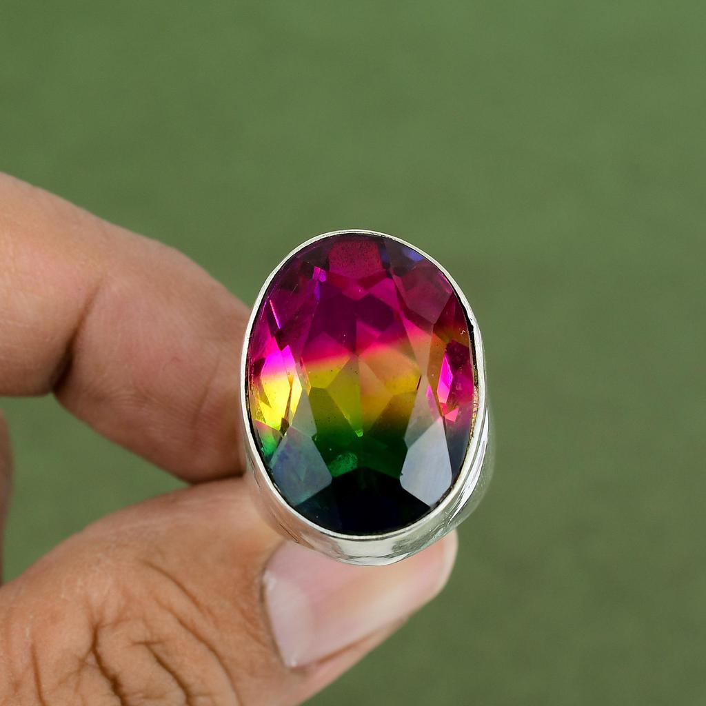 Faceted Multi Tourmaline Ring 925 Sterling Silver Rings Handmade Jewelry Top Quality Gemstone Ring Anniversary Gifts Available In Ring Size