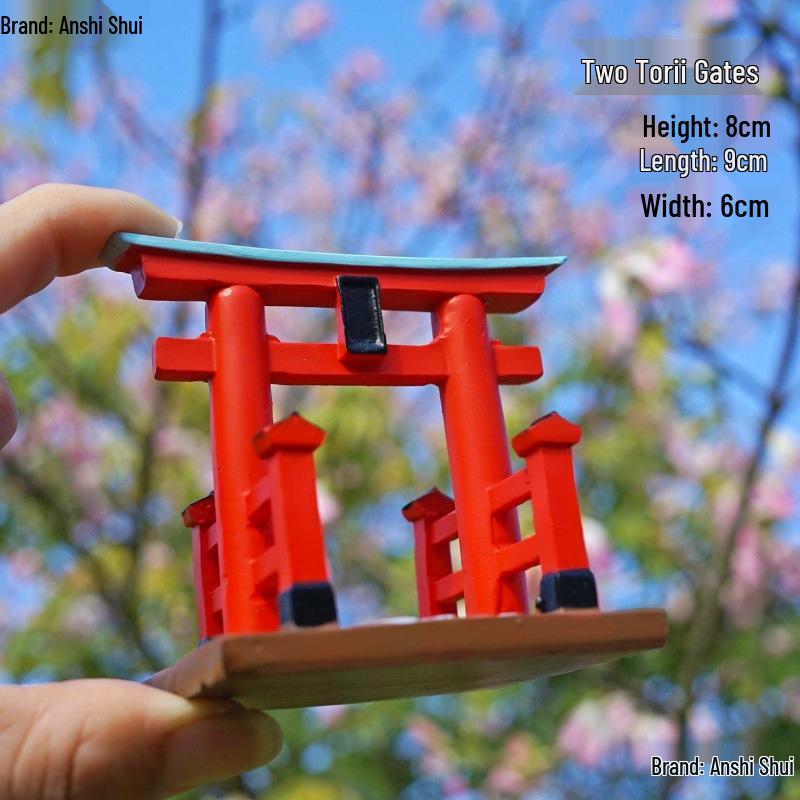 Kyoto Sand Table: Genshin Impact Style Ornament with Torii Bonsai.