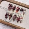 Dark Red 3D Butterfly Handcrafted Wearable Nails