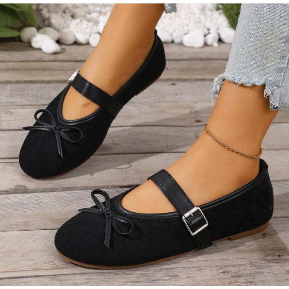 Large Size Flat Bottom Single Shoes for Women Butterfly Knot French Style Evening Mary Janes Casual Footwear Summer Season