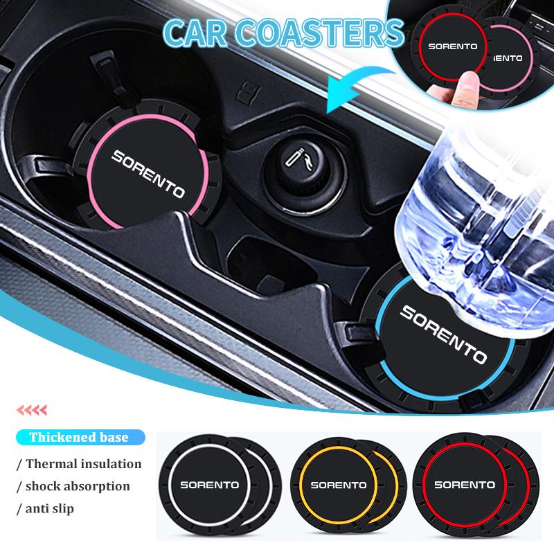 NAQF7 Car Water Cups Waterproof Non-slip Silicone Coasters For KIA Ceed Rio K5 K2 Optima Soul Picanto Stonic Venga