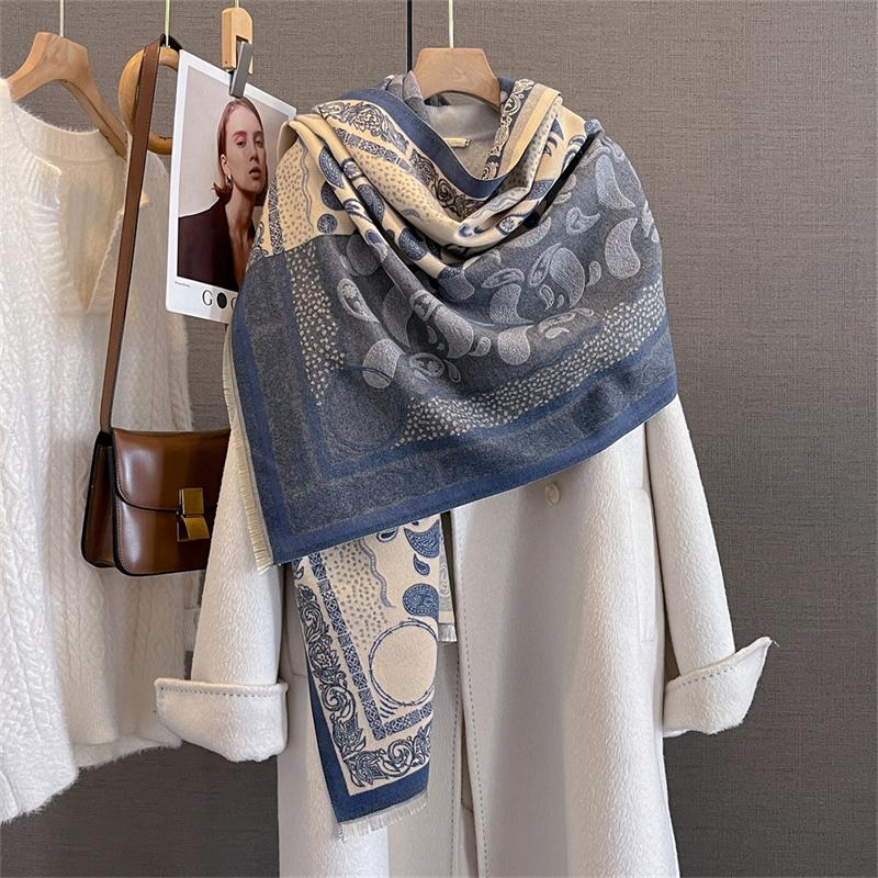 2025 Bohemia Style Paisle Luxury Winter Warm Women Scarf Imitation Cashmere Thicken Shawl Pashmina Female Wrap Blanket Foulard