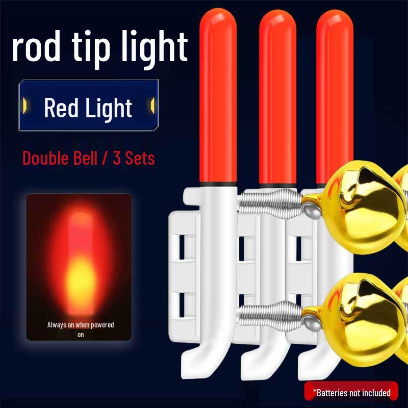 Night Fishing LED Rod Tip Light with Copper Bell - Sea Rod Alarm and Glow Sensor