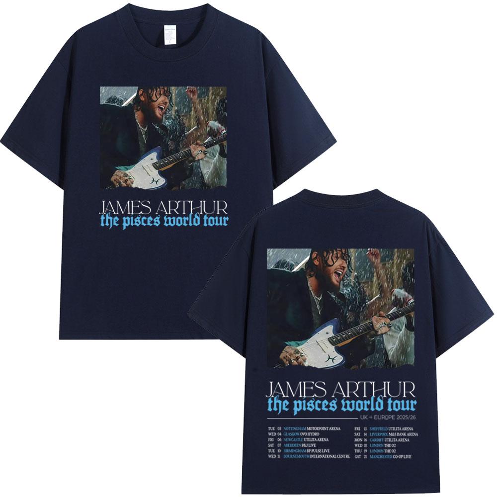

2026 Summer James Arthur Pisces World Tour Pattern Tshirt Summer Men Women Hip Hop Retro Cotton Loose Casual Street Y2K Tshirt L