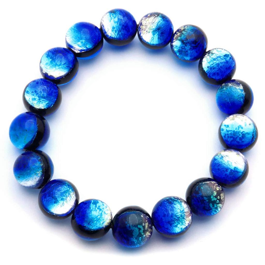 [GOLD STONE] Yonaguni Blue Firefly Glass 12mm Glowing Bracelet from Yonaguni Island, Okinawa, Inner Diameter: Approx. 20cm