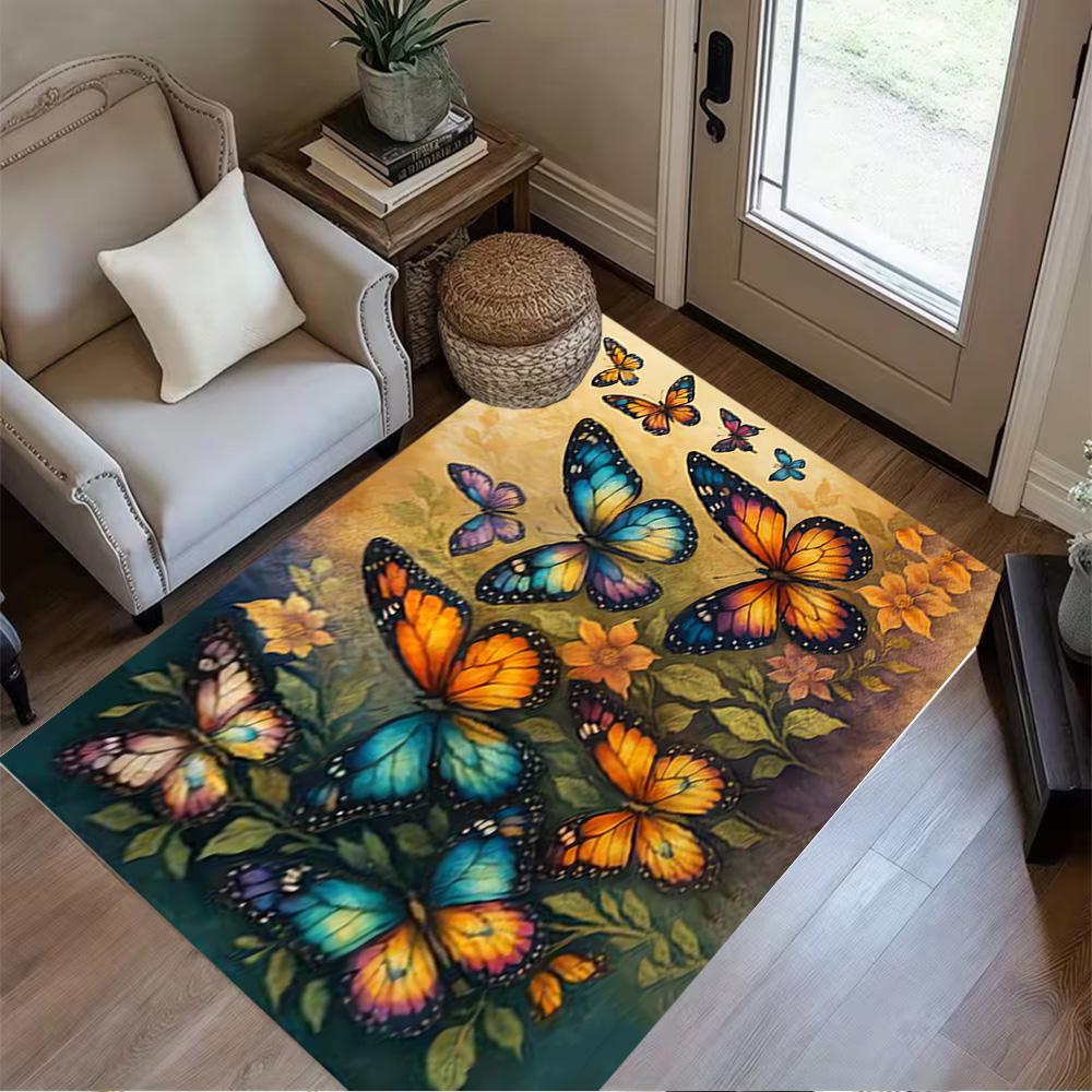 1pc Butterfly Design Home Carpet Non-slip Office Decor Gift Living Room Bedroom