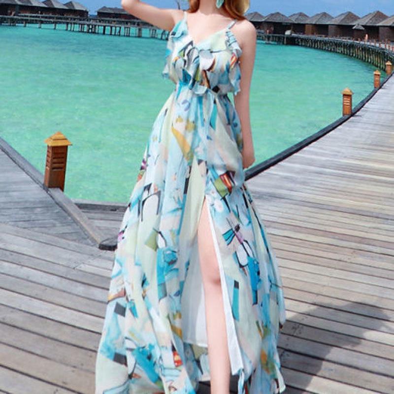

Fairy Floral Chiffon Beach Dress - Seaside Vacation Edition XL (120-130)