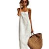 Summer Solid Color Retro Lazy Vibe Cotton Linen Slip Long Dress for Women Sexy Casual Party Dresses