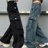 Jugendliche Mädchen Kleidung Hip Hop Tasche Jeans Cargohosen Kinder Kind High Fashion Lockere Gerade Jeanshosen
