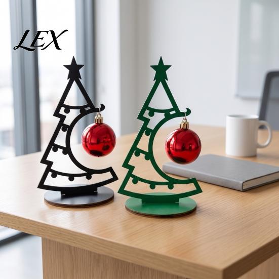Exquisite Xmas Souvenir for Friends Christmas Tree Table Decoration, Metal Line Art Holiday Sculpture with Desktop Decorations Home Red Ball Ornament